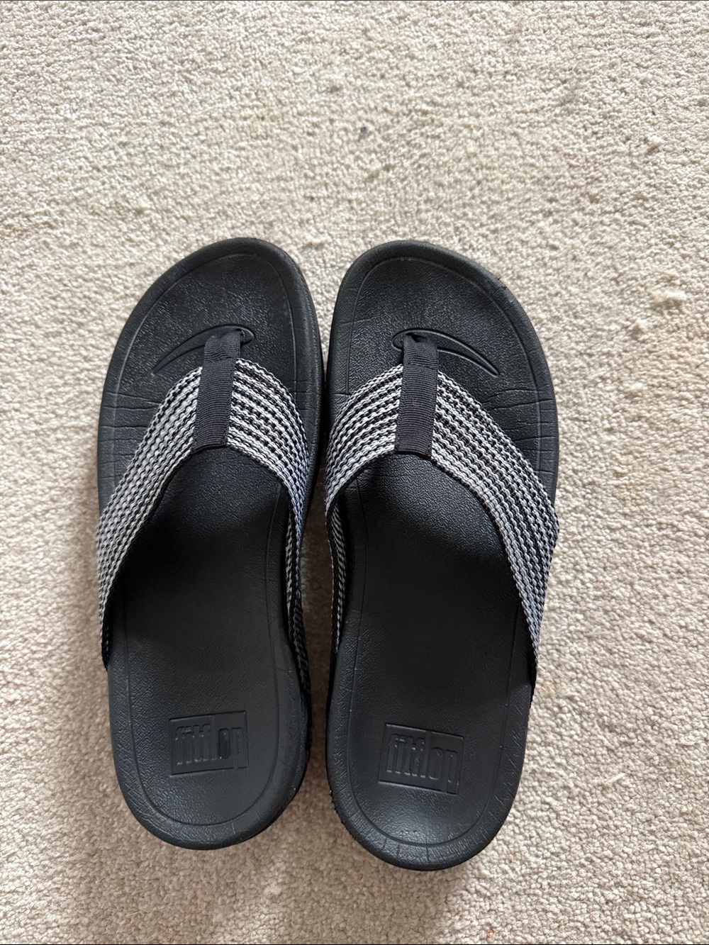 Fit Flop Black & Gray Women's Woven Strap Sandals